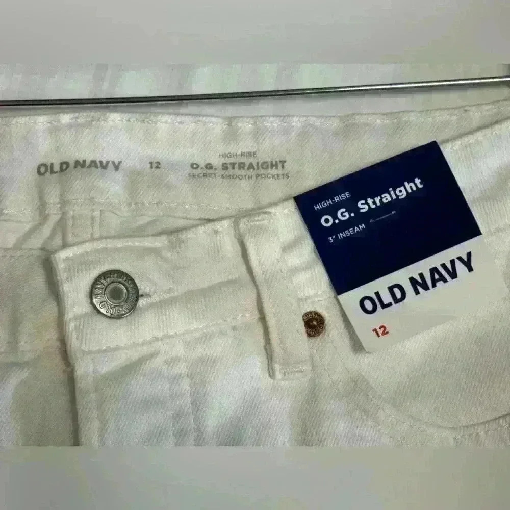 NWT Old Navy white Shorts 3 inch high rise button fly frayed hem size 12 casual - Picture 6 of 9